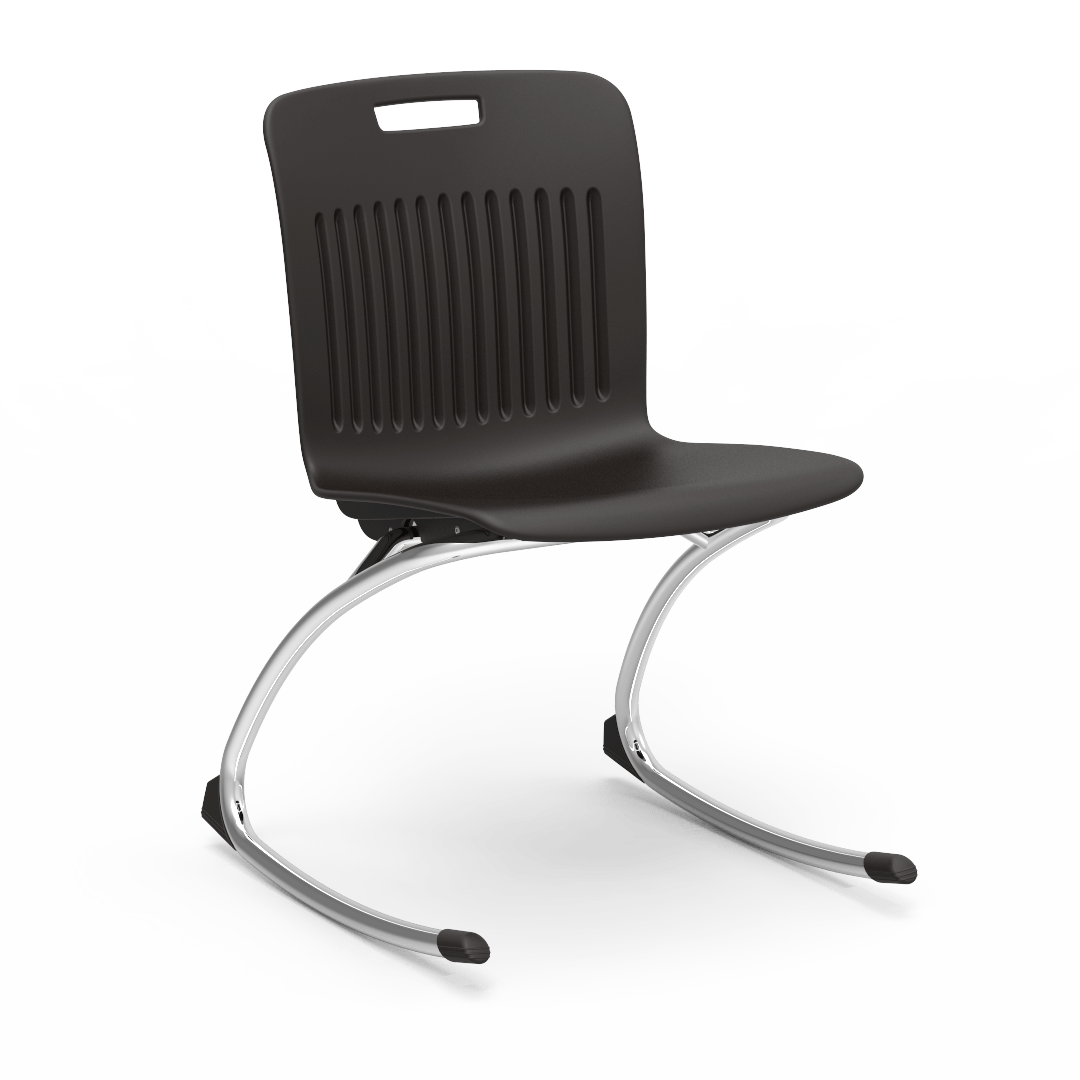 Black Virco Rocking Classroom Chair with two curved legs