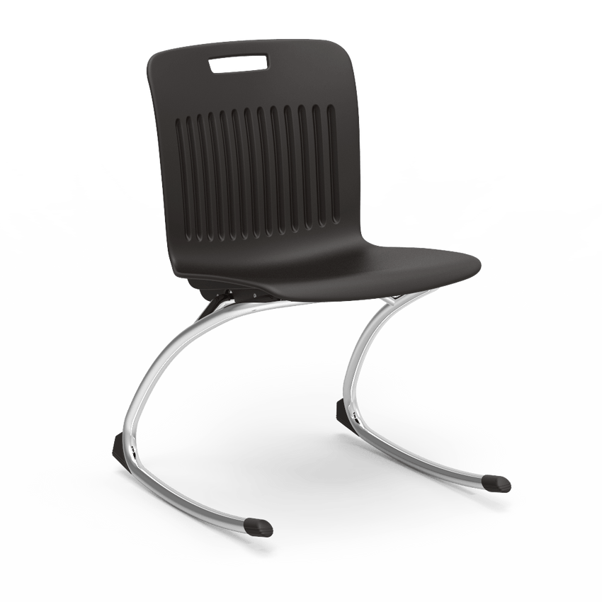 Black Virco Rocking Classroom Chair with two curved legs