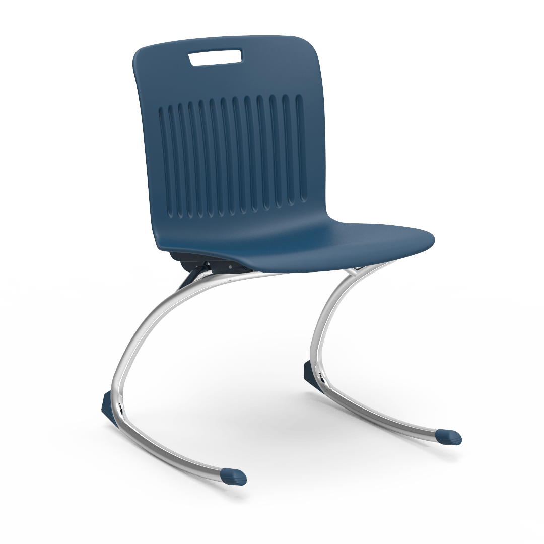 Dark Blue Virco Rocking Classroom Chair with two curved legs