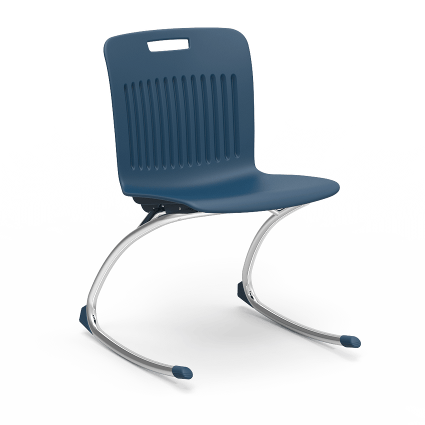 Dark Blue Virco Rocking Classroom Chair with two curved legs