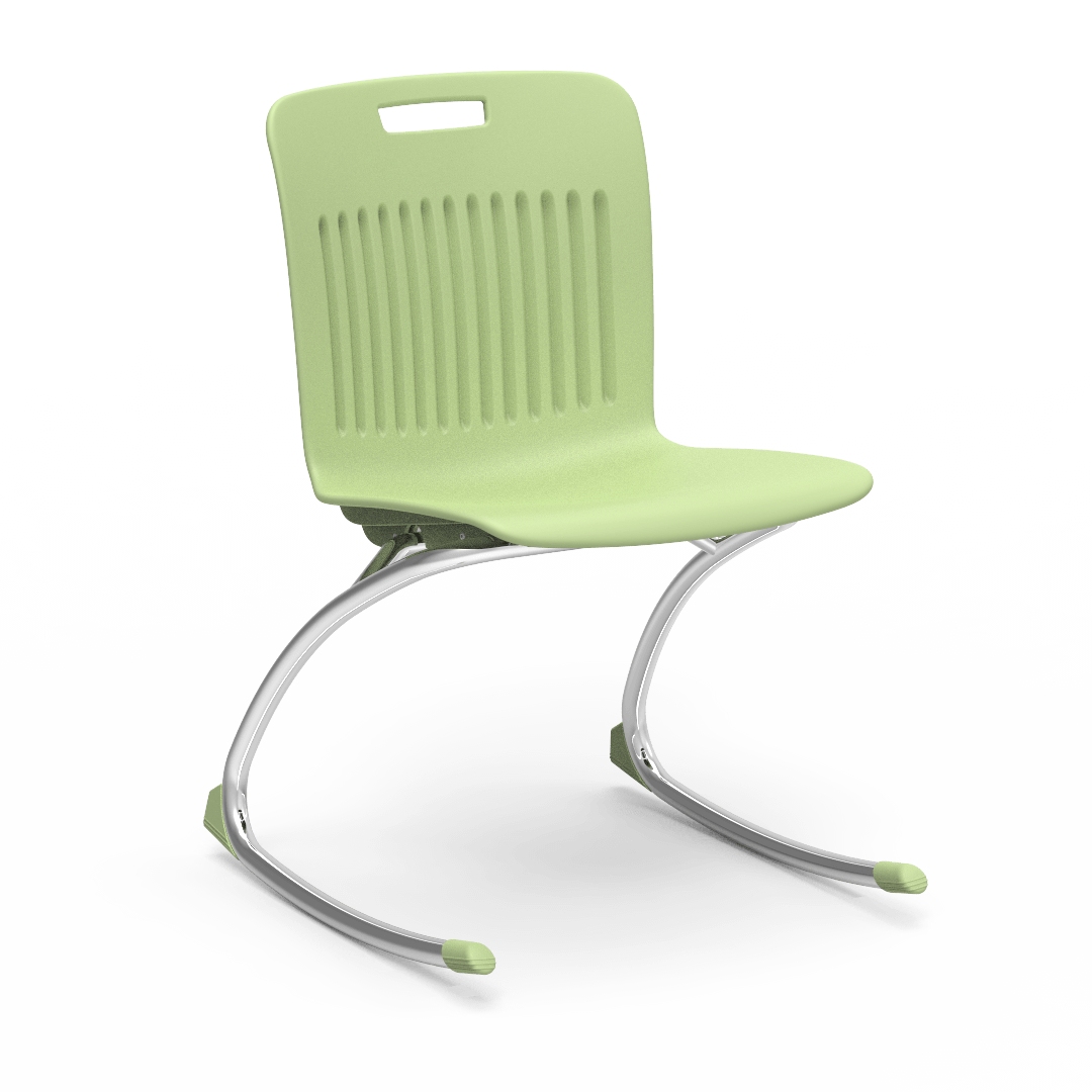 Lime Green Virco Rocking Classroom Chair with two curved legs