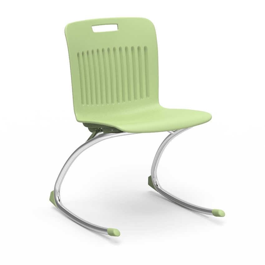 Lime Green Virco Rocking Classroom Chair with two curved legs
