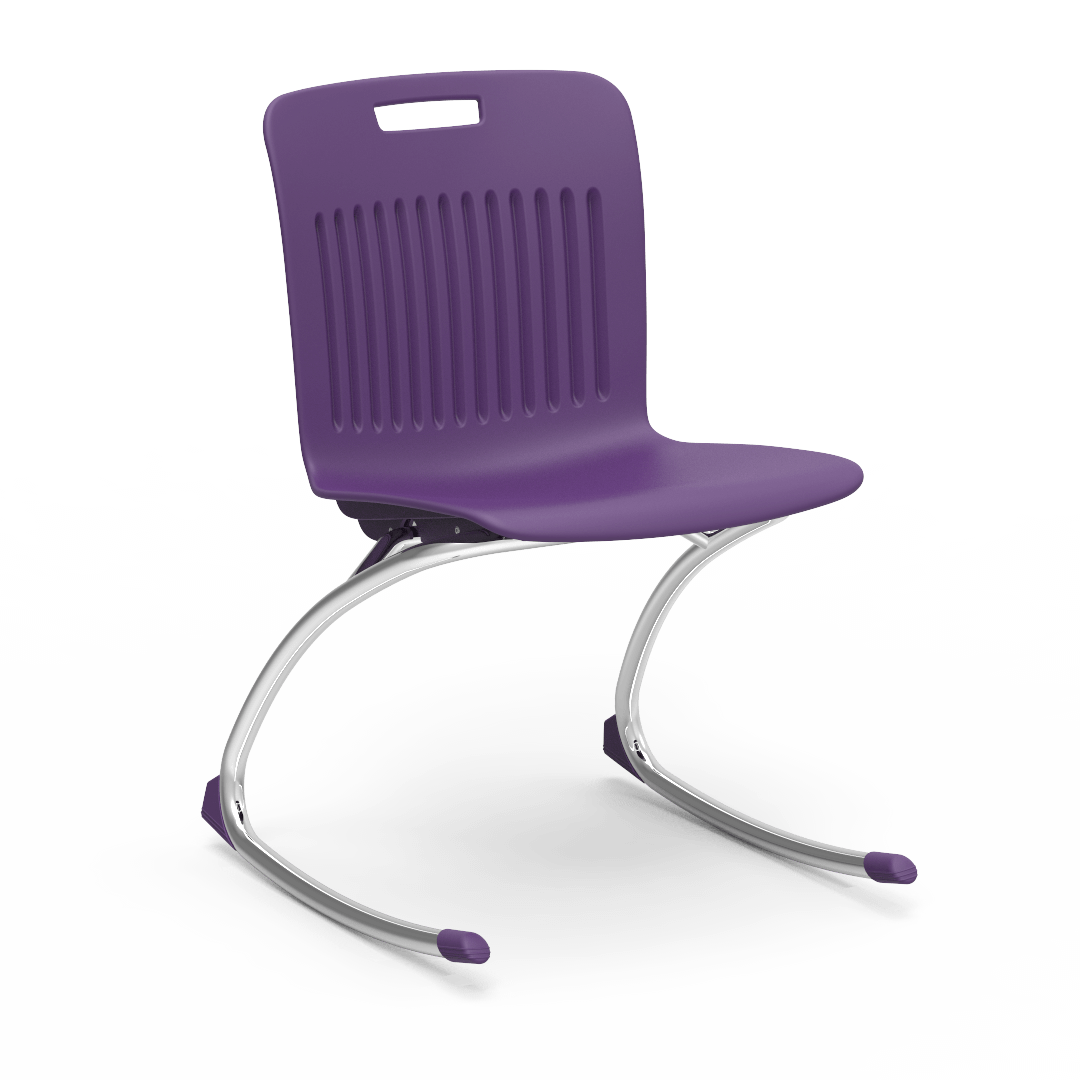 Purple Virco Rocking Classroom Chair with two curved legs