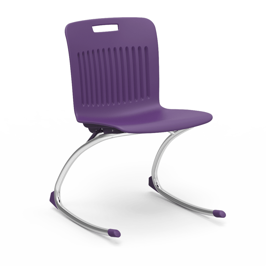 Purple Virco Rocking Classroom Chair with two curved legs
