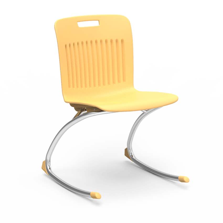 Yellow Virco Rocking Classroom Chair with two curved legs