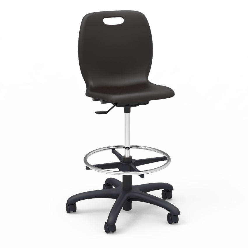 Virco N2 Series Height Adjustable Mobile Lab Stool - XL Seat - SchoolOutlet