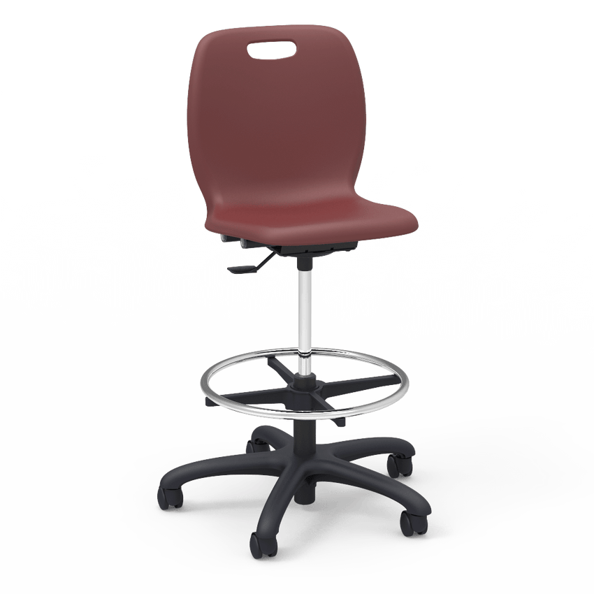 Virco N2 Series Height Adjustable Mobile Lab Stool - XL Seat - SchoolOutlet