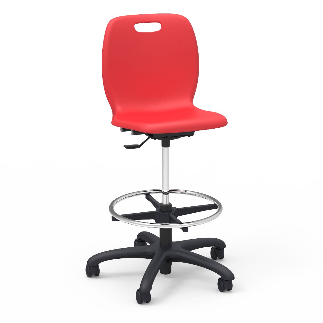 Virco N2 Series Height Adjustable Mobile Lab Stool - XL Seat - SchoolOutlet