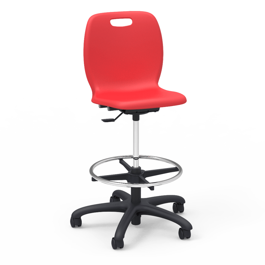 Virco N2 Series Height Adjustable Mobile Lab Stool - XL Seat - SchoolOutlet
