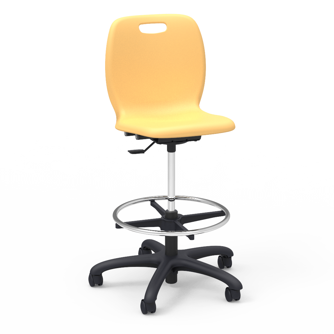 Virco N2 Series Height Adjustable Mobile Lab Stool - XL Seat - SchoolOutlet