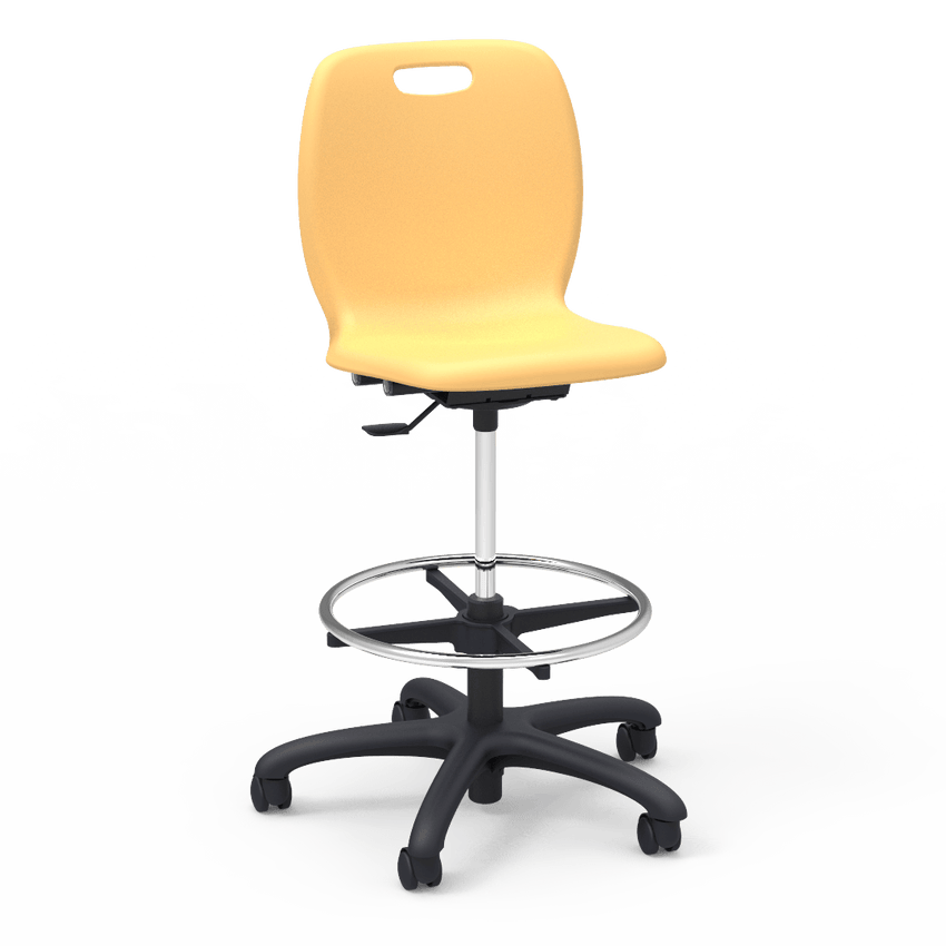 Virco N2 Series Height Adjustable Mobile Lab Stool - XL Seat - SchoolOutlet