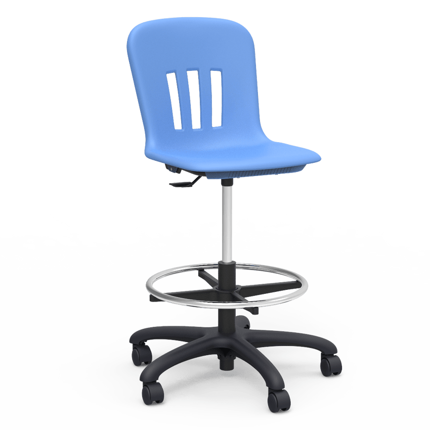Virco N9LAB - Metaphor Series Plastic Mobile Lab Stool with Chrome Footring and Black Base/Wheels - Seat Adjusts from 18 3/4" to 26 1/4" - SchoolOutlet