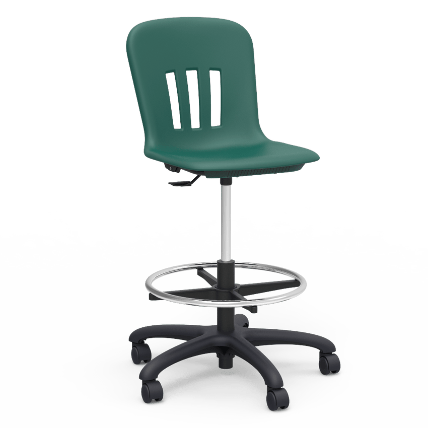 Virco N9LAB - Metaphor Series Plastic Mobile Lab Stool with Chrome Footring and Black Base/Wheels - Seat Adjusts from 18 3/4" to 26 1/4" - SchoolOutlet