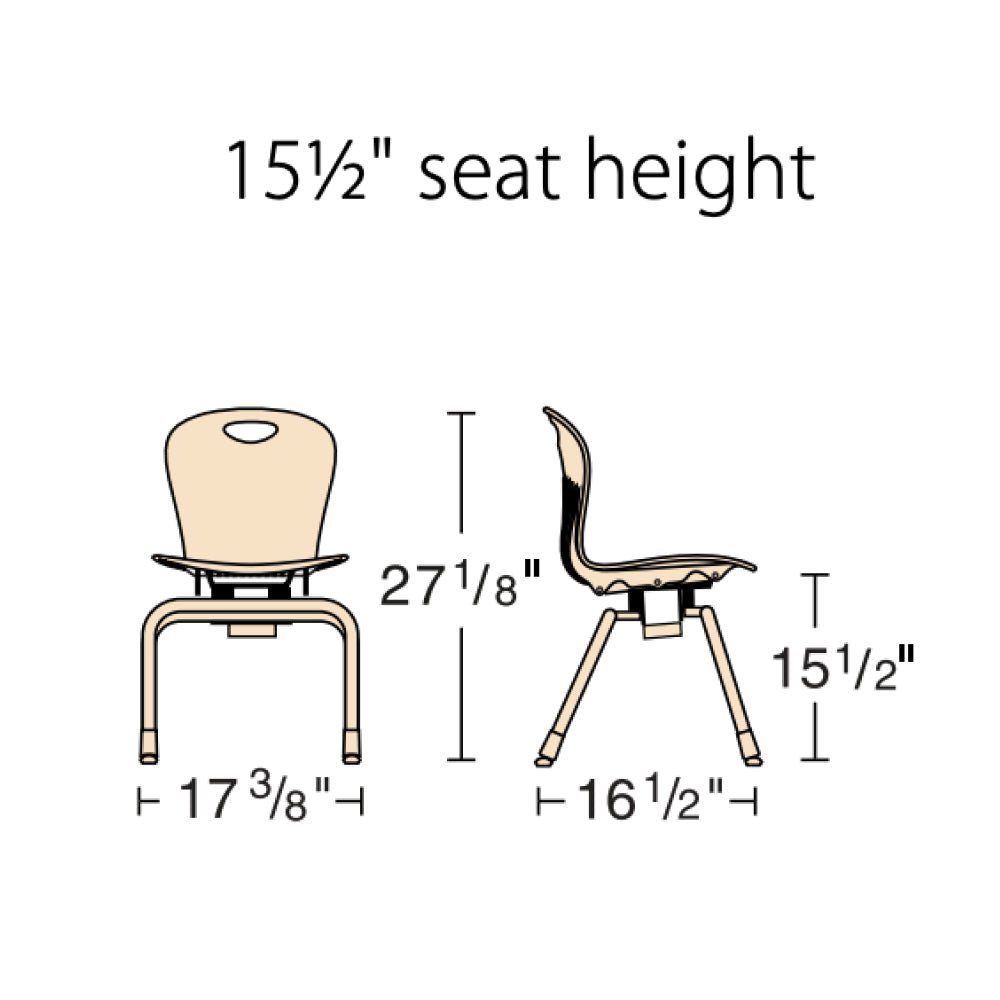 Virco ZC2M15 - ZUMA Series C2M 4-Leg Chair - 15 1/2" Height (Virco ZC2M15) - SchoolOutlet