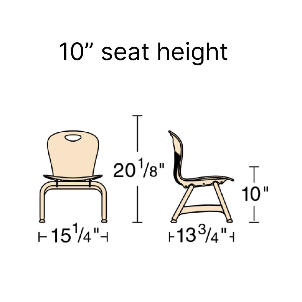 Virco ZU410 - Zuma Series 4-Legged Ergonomic Stack Chair, Contoured Seat/Back - 10" Seat Height (Virco ZU410) - SchoolOutlet