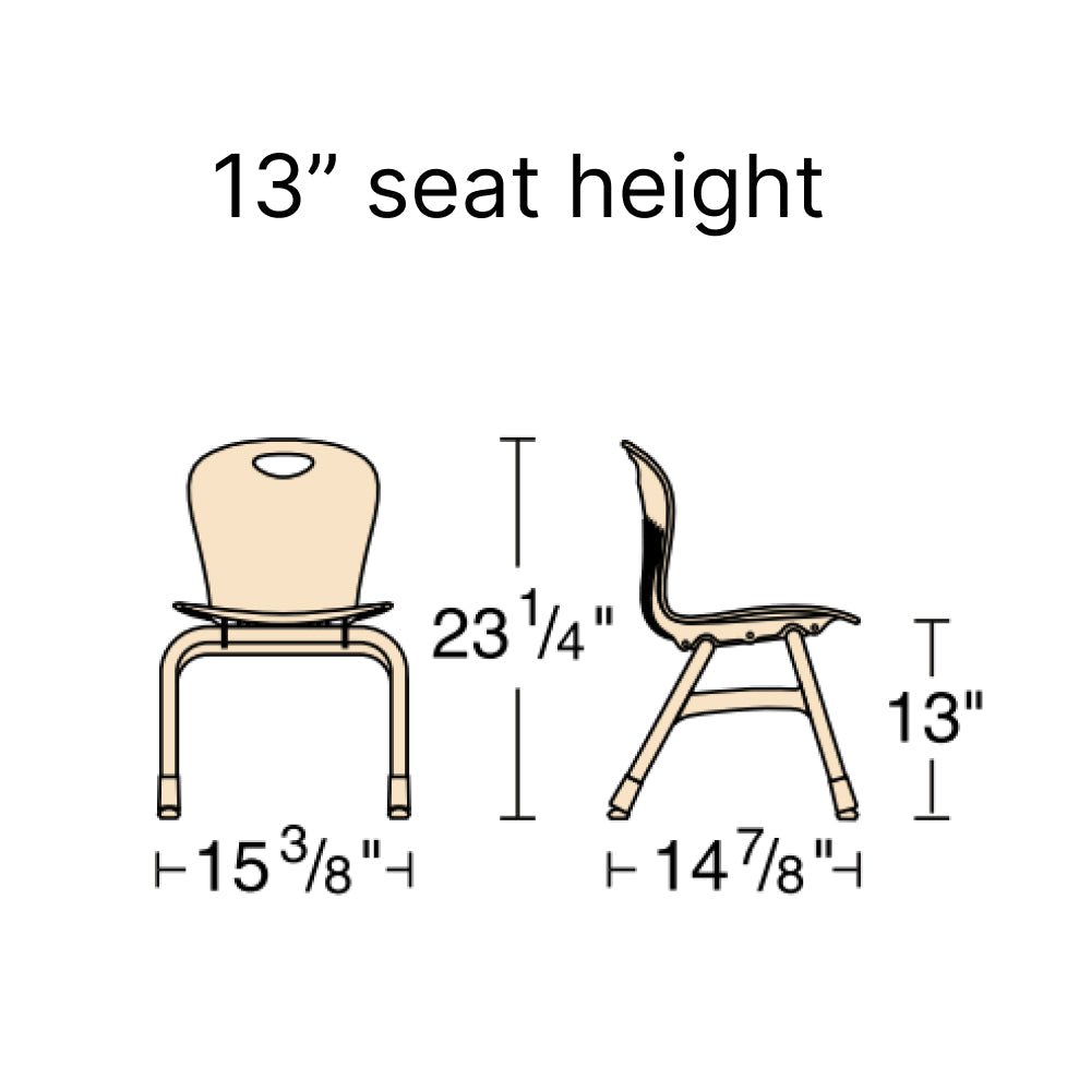 Virco ZU413 - Zuma Series 4-Legged Ergonomic Stack Chair, Contoured Seat/Back - 13" Seat Height (Virco ZU413) - SchoolOutlet