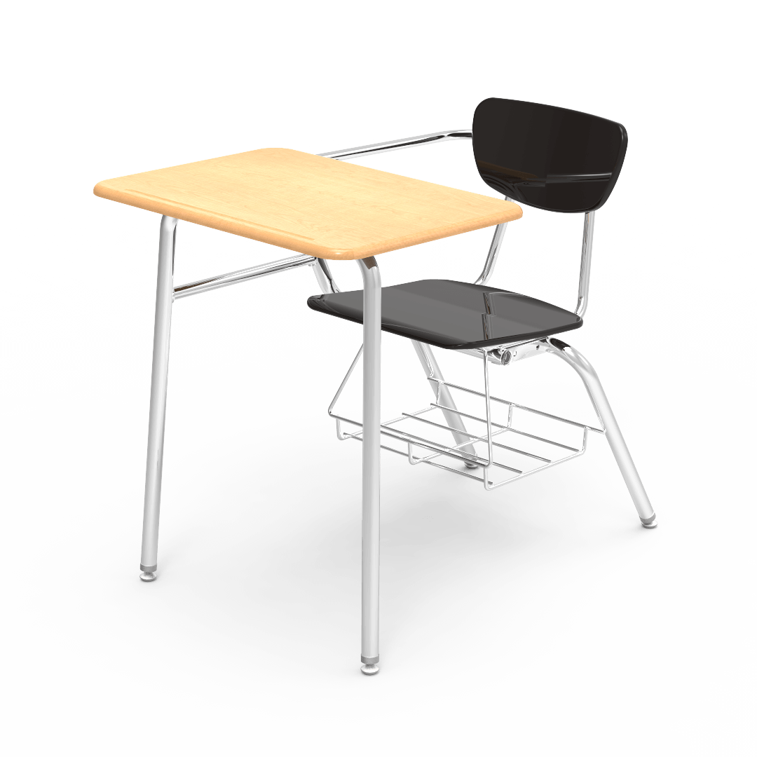 Virco 3400BRL Student Combo Desk with 18" Hard Plastic Seat, 18" x 24" Laminate Top, bookrack for School and Classrooms - SchoolOutlet