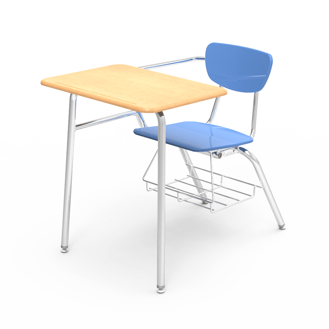 Virco 3400BRL Student Combo Desk with 18" Hard Plastic Seat, 18" x 24" Laminate Top, bookrack for School and Classrooms - SchoolOutlet