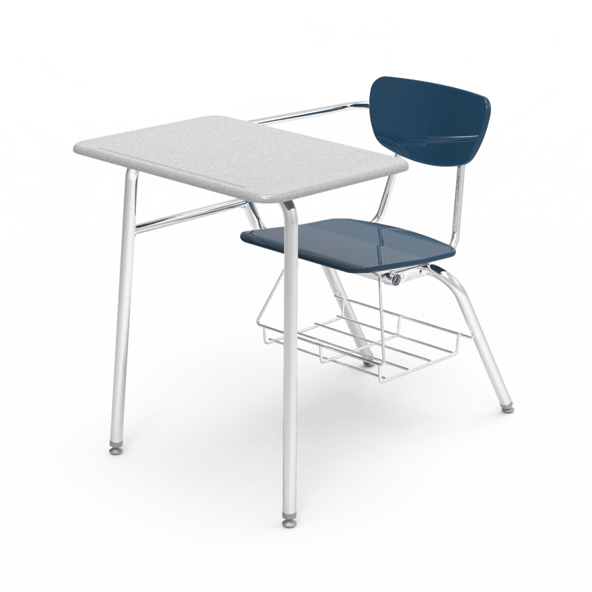 Virco 3400BRL Student Combo Desk with 18" Hard Plastic Seat, 18" x 24" Laminate Top, bookrack for School and Classrooms - SchoolOutlet