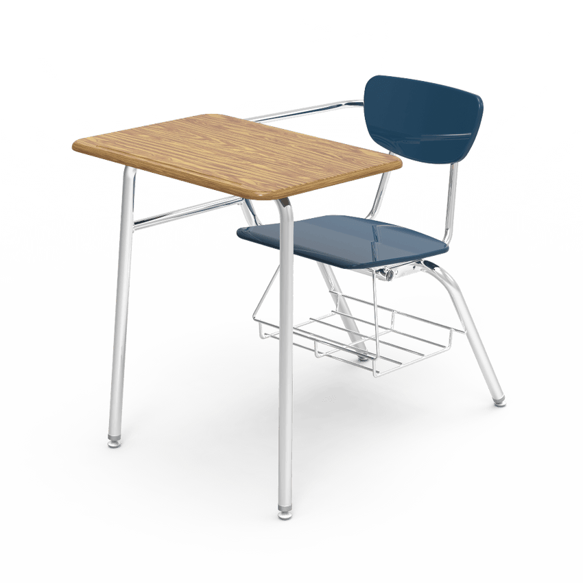 Virco 3400BRL Student Combo Desk with 18" Hard Plastic Seat, 18" x 24" Laminate Top, bookrack for School and Classrooms - SchoolOutlet