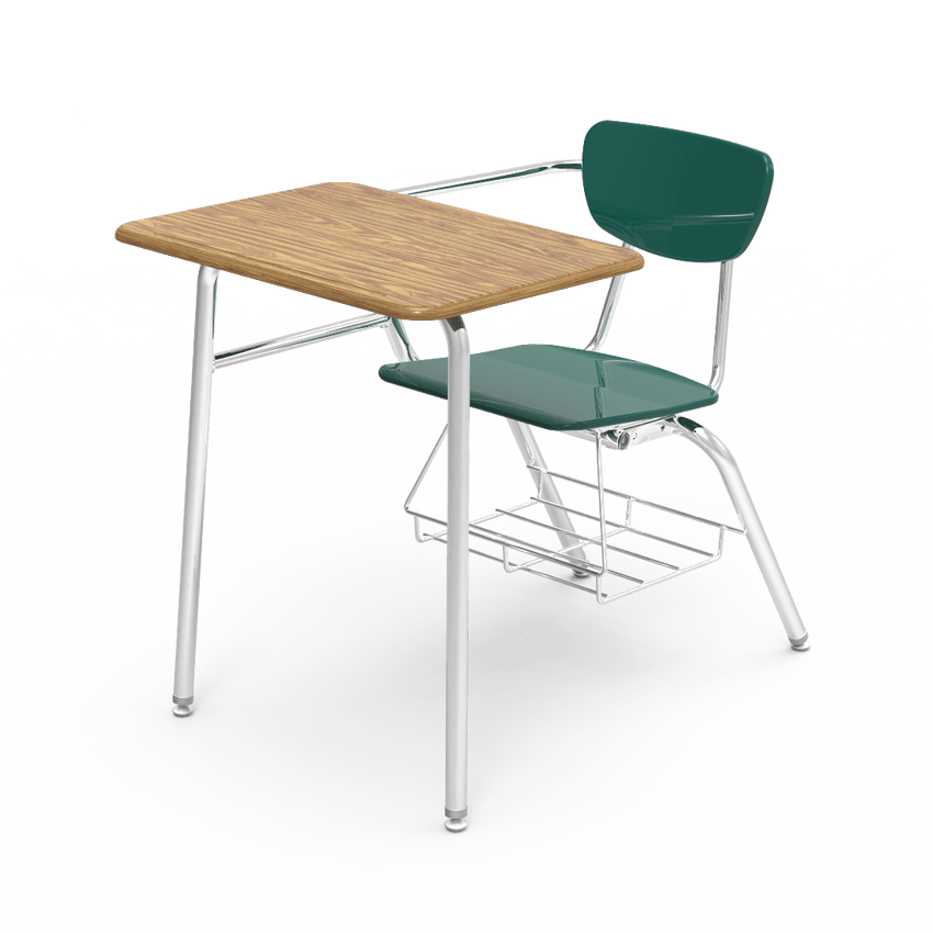 Virco 3400BRL Student Combo Desk with 18" Hard Plastic Seat, 18" x 24" Laminate Top, bookrack for School and Classrooms - SchoolOutlet