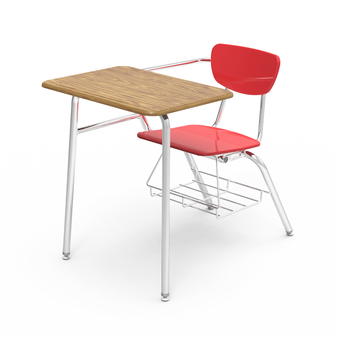 Virco 3400BRL Student Combo Desk with 18" Hard Plastic Seat, 18" x 24" Laminate Top, bookrack for School and Classrooms - SchoolOutlet