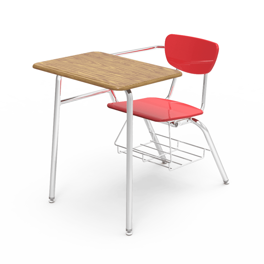 Virco 3400BRL Student Combo Desk with 18" Hard Plastic Seat, 18" x 24" Laminate Top, bookrack for School and Classrooms - SchoolOutlet
