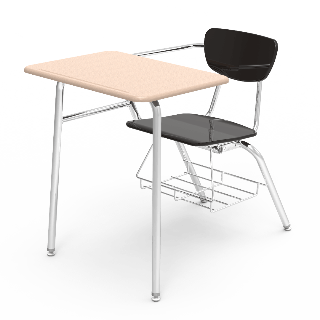 Virco 3400BRM Student Combo Desk with 18" Hard Plastic Seat, 18" x 24" Hard Plastic Top, bookrack for School and Classrooms - SchoolOutlet