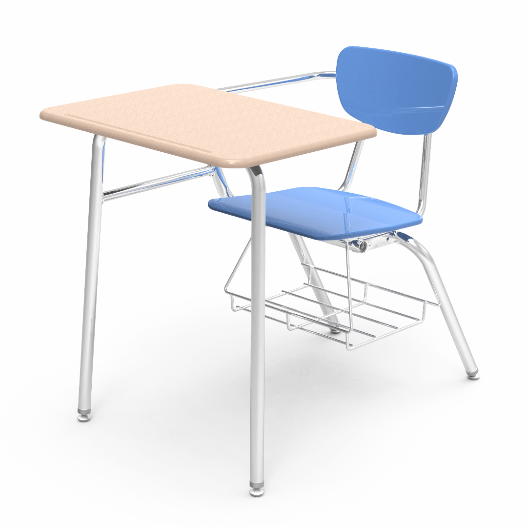 Virco 3400BRM Student Combo Desk with 18" Hard Plastic Seat, 18" x 24" Hard Plastic Top, bookrack for School and Classrooms - SchoolOutlet