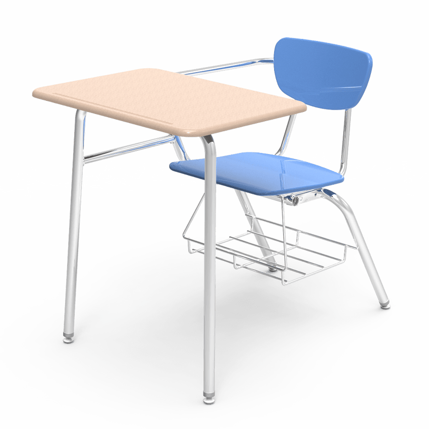 Virco 3400BRM Student Combo Desk with 18" Hard Plastic Seat, 18" x 24" Hard Plastic Top, bookrack for School and Classrooms - SchoolOutlet