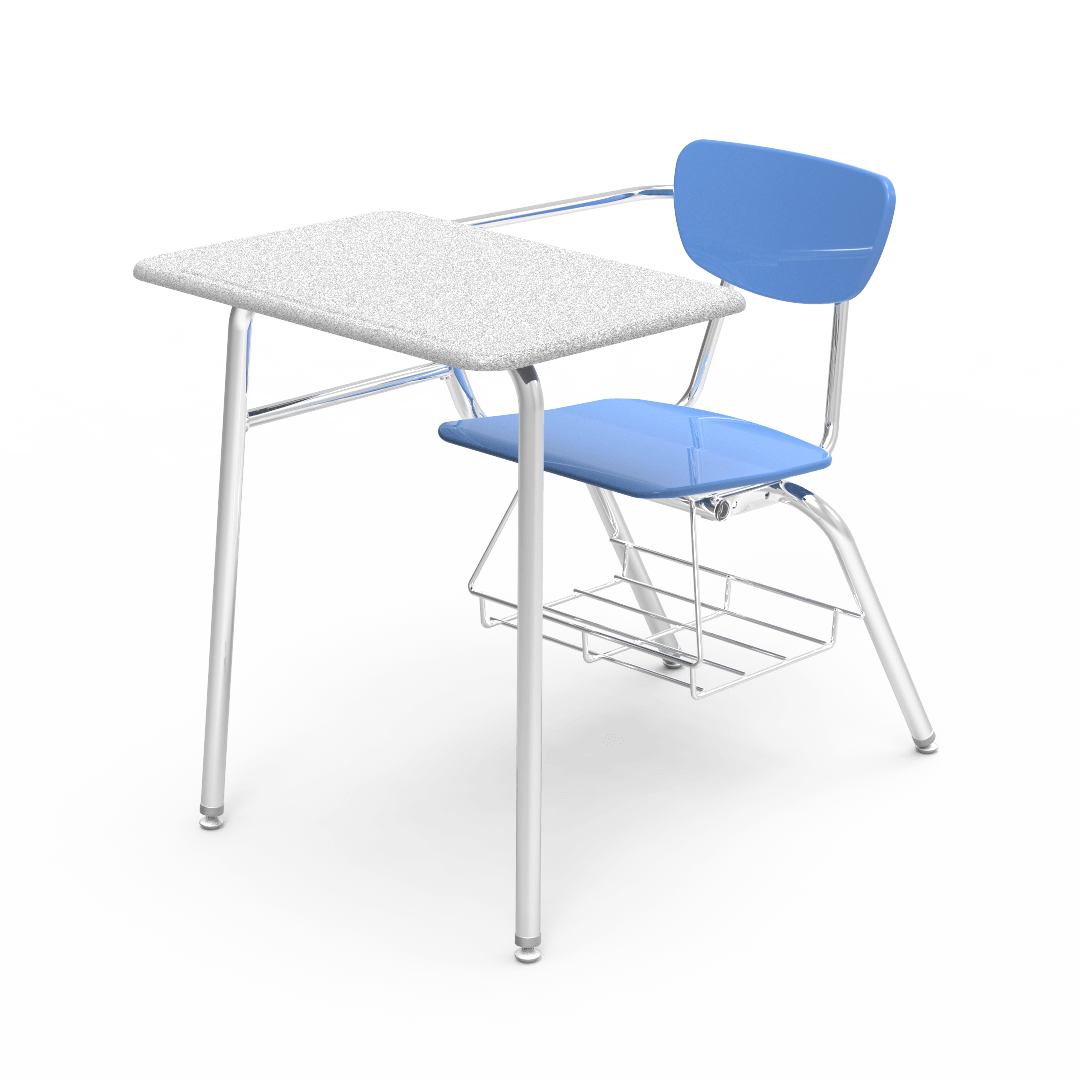 Virco 3400BRM Student Combo Desk with 18" Hard Plastic Seat, 18" x 24" Hard Plastic Top, bookrack for School and Classrooms - SchoolOutlet