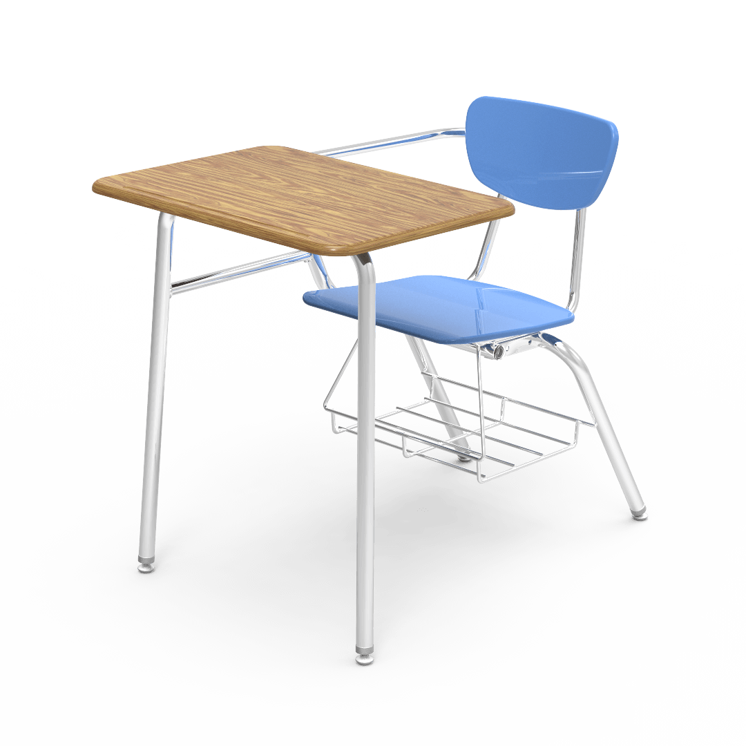 Virco 3400BRM Student Combo Desk with 18" Hard Plastic Seat, 18" x 24" Hard Plastic Top, bookrack for School and Classrooms - SchoolOutlet