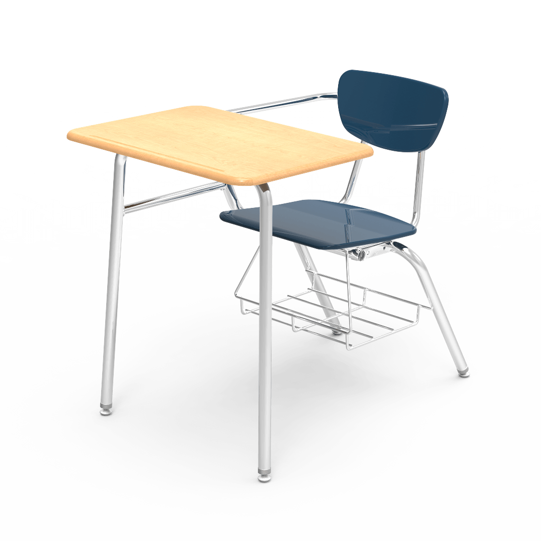 Virco 3400BRM Student Combo Desk with 18" Hard Plastic Seat, 18" x 24" Hard Plastic Top, bookrack for School and Classrooms - SchoolOutlet