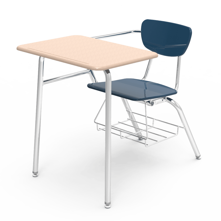 Virco 3400BRM Student Combo Desk with 18" Hard Plastic Seat, 18" x 24" Hard Plastic Top, bookrack for School and Classrooms - SchoolOutlet