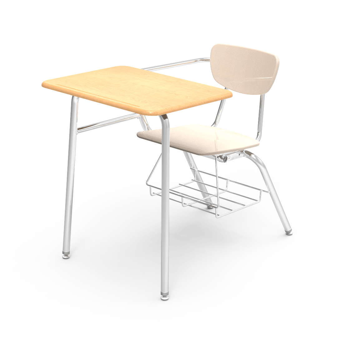 Virco 3400BRM Student Combo Desk with 18" Hard Plastic Seat, 18" x 24" Hard Plastic Top, bookrack for School and Classrooms - SchoolOutlet