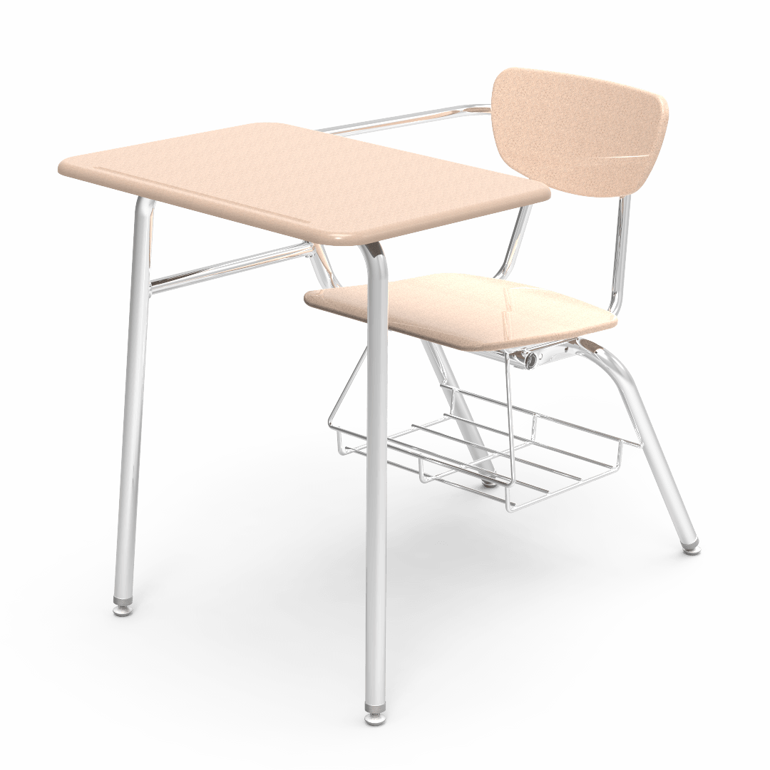 Virco 3400BRM Student Combo Desk with 18" Hard Plastic Seat, 18" x 24" Hard Plastic Top, bookrack for School and Classrooms - SchoolOutlet