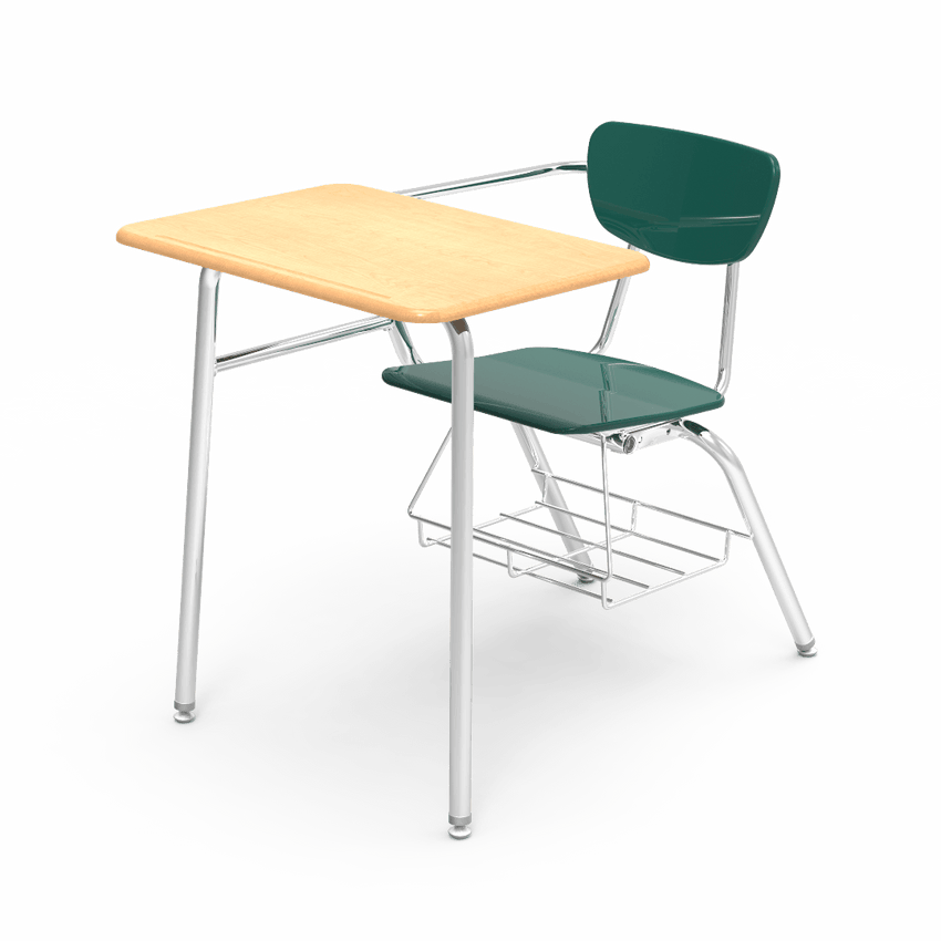 Virco 3400BRM Student Combo Desk with 18" Hard Plastic Seat, 18" x 24" Hard Plastic Top, bookrack for School and Classrooms - SchoolOutlet