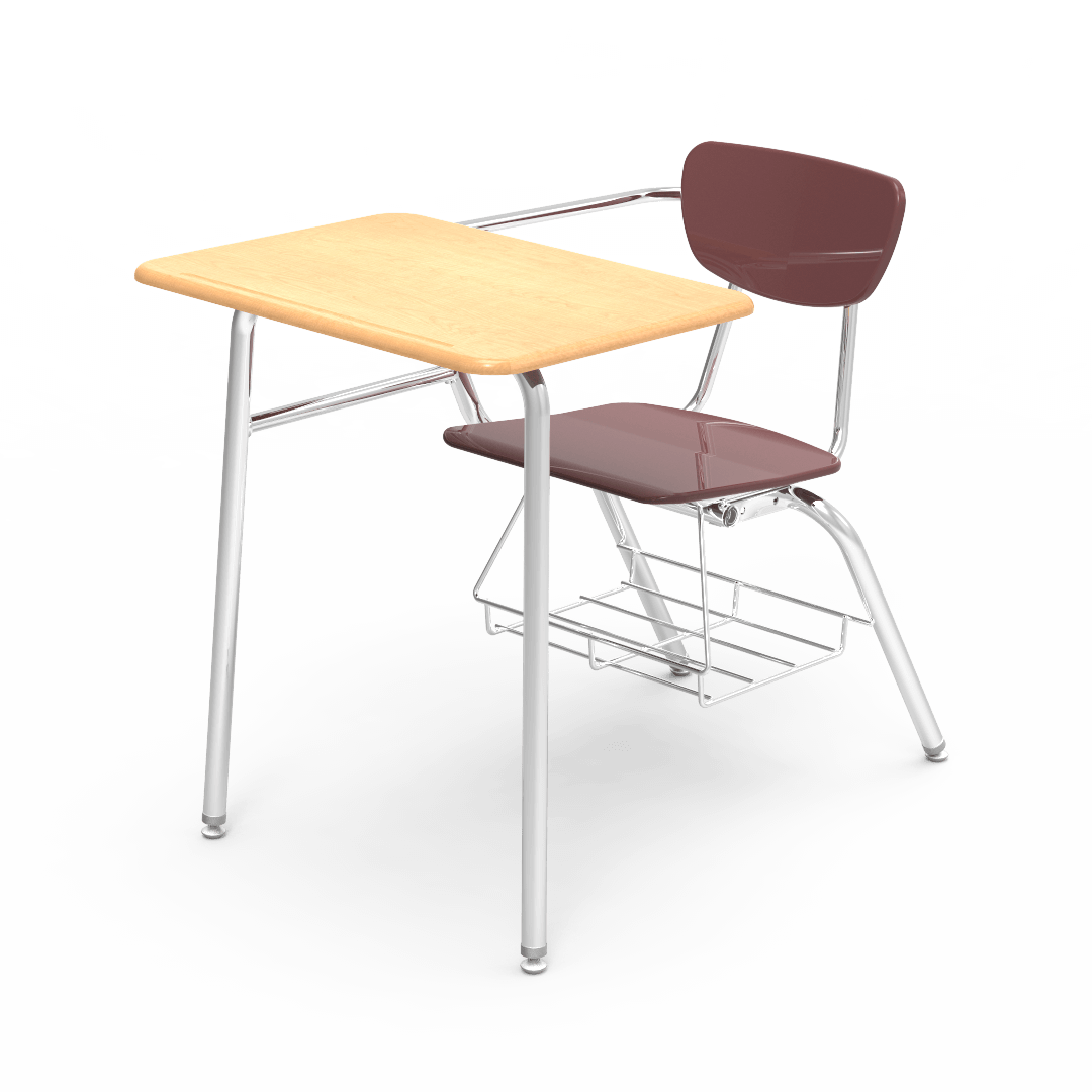 Virco 3400BRM Student Combo Desk with 18" Hard Plastic Seat, 18" x 24" Hard Plastic Top, bookrack for School and Classrooms - SchoolOutlet