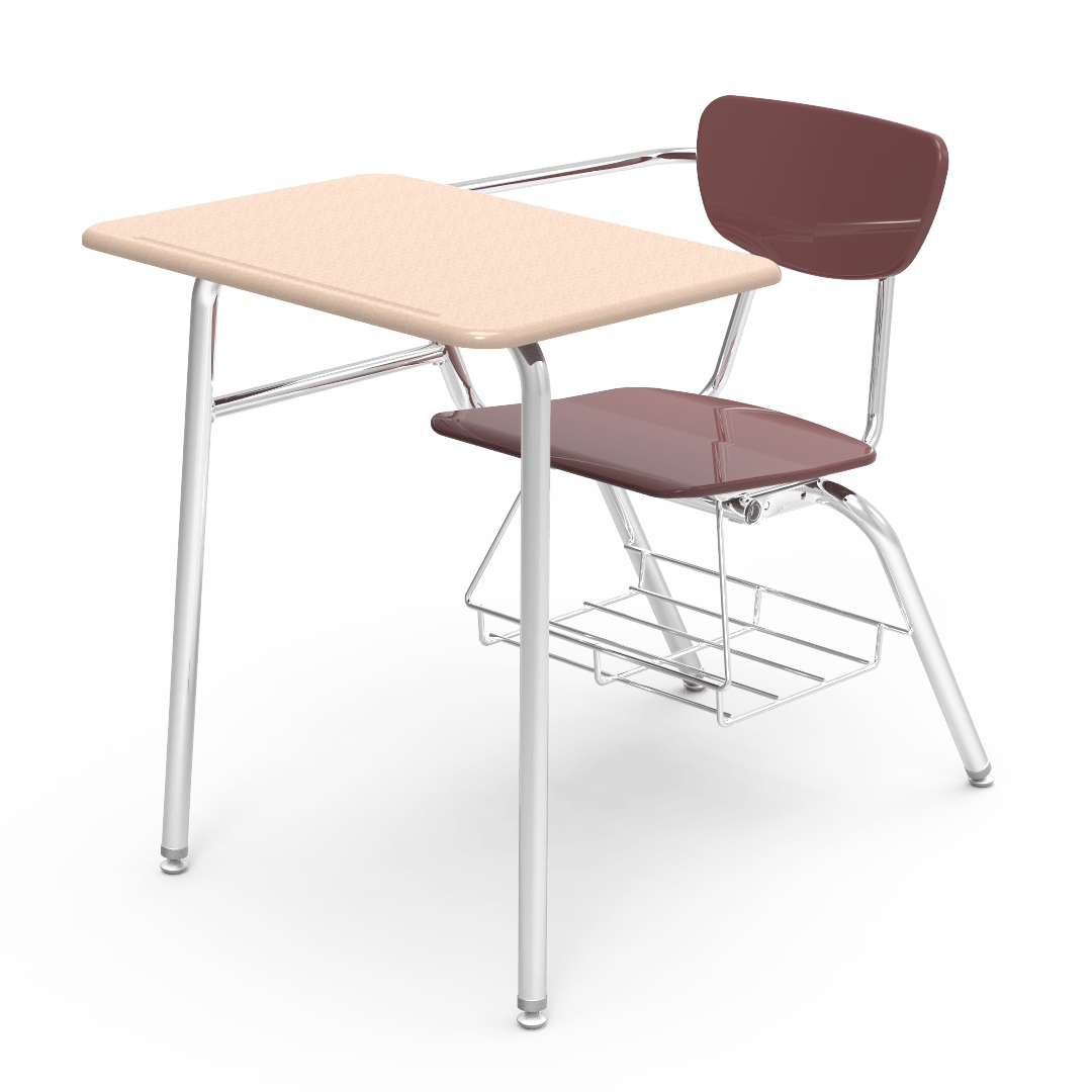 Virco 3400BRM Student Combo Desk with 18" Hard Plastic Seat, 18" x 24" Hard Plastic Top, bookrack for School and Classrooms - SchoolOutlet