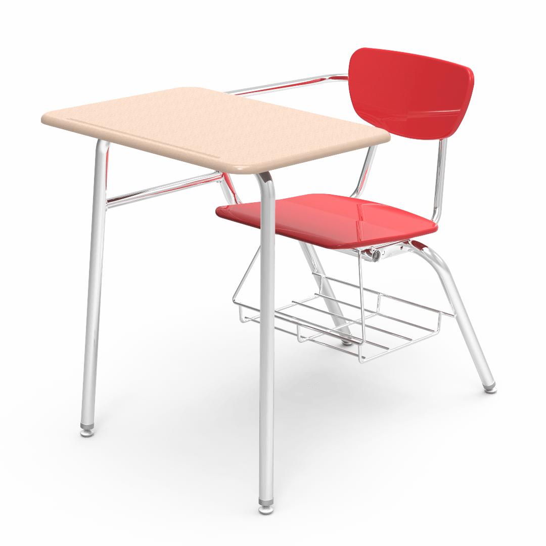 Virco 3400BRM Student Combo Desk with 18" Hard Plastic Seat, 18" x 24" Hard Plastic Top, bookrack for School and Classrooms - SchoolOutlet