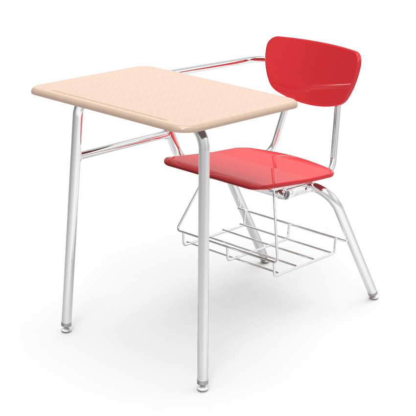 Virco 3400BRM Student Combo Desk with 18" Hard Plastic Seat, 18" x 24" Hard Plastic Top, bookrack for School and Classrooms - SchoolOutlet