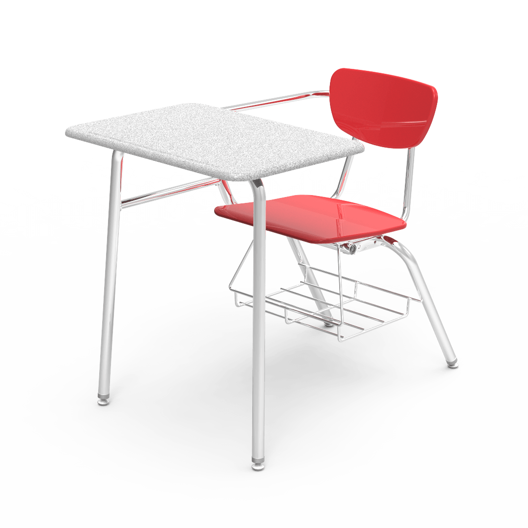 Virco 3400BRM Student Combo Desk with 18" Hard Plastic Seat, 18" x 24" Hard Plastic Top, bookrack for School and Classrooms - SchoolOutlet