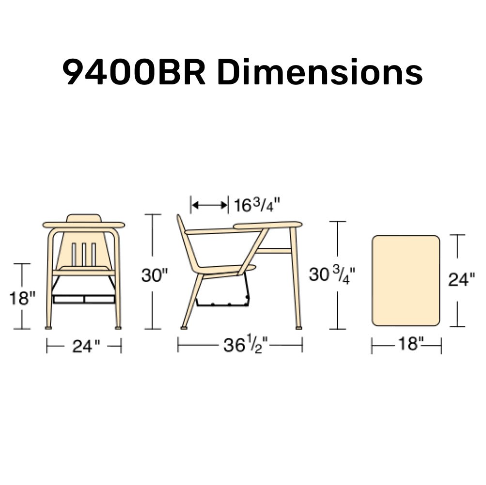 Virco 9400BR Classroom Combination Desk with Chair for Schools, 5th Grade - Adult Students - Combo Desk - SchoolOutlet