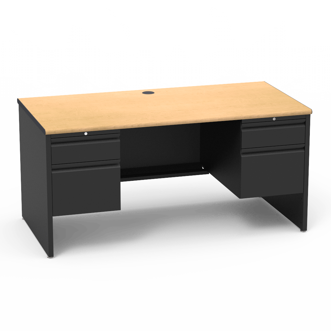 Virco 533060 - 53 Series Teacher's Desk, 30" x 60" Top, Double-Pedestal, Box/file with lock, no center drawer - SchoolOutlet