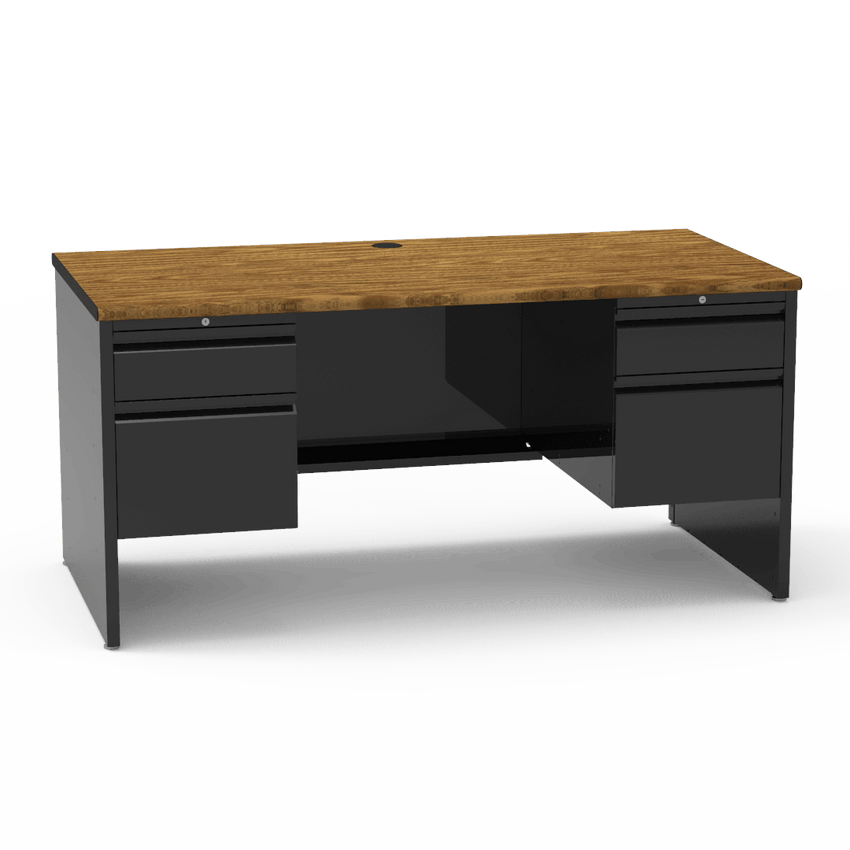 Virco 533060 - 53 Series Teacher's Desk, 30" x 60" Top, Double-Pedestal, Box/file with lock, no center drawer - SchoolOutlet