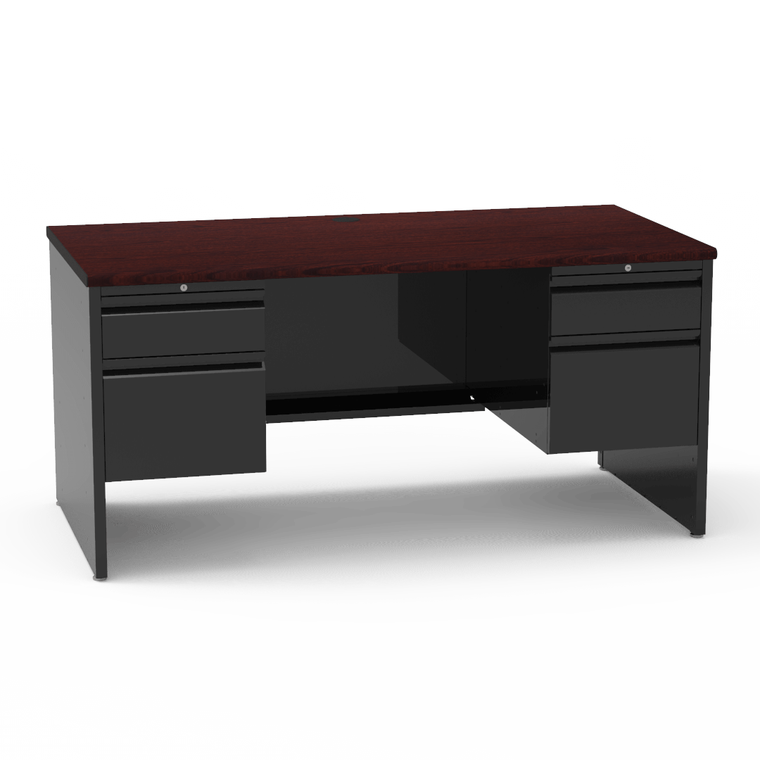 Virco 533060 - 53 Series Teacher's Desk, 30" x 60" Top, Double-Pedestal, Box/file with lock, no center drawer - SchoolOutlet