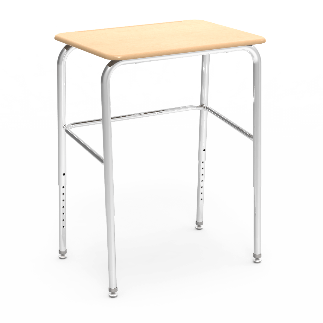 Virco 72LBM - 72 Series Student Desk Hard Plastic Top (18"W x 24"L) and Adjustable Height Legs (25"-30"H) with Leg Brace - SchoolOutlet