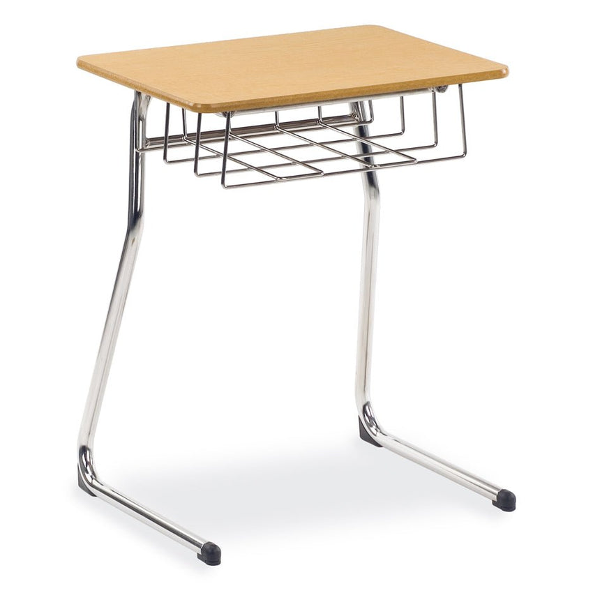 Virco Sigma Series 30" Fixed Height Student Desk, Cantilever Legs and 18" x 24" Laminate Top and a Bookrack (73030BR) - SchoolOutlet