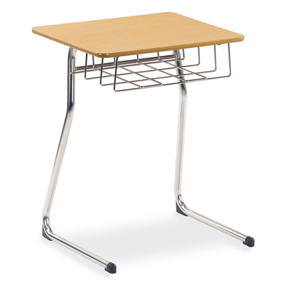 Virco Sigma Series 30" Fixed Height Student Desk, Cantilever Leg and 20" x 26" Top and Wire Book Basket (Virco 73330BR) - SchoolOutlet