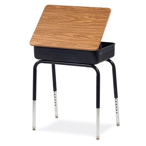 Virco 751MBB Lift-Lid Student Desk 18" x 24" Laminate Top with Metal Book Box and Adjustable Height Legs, for Schools and Classrooms - SchoolOutlet